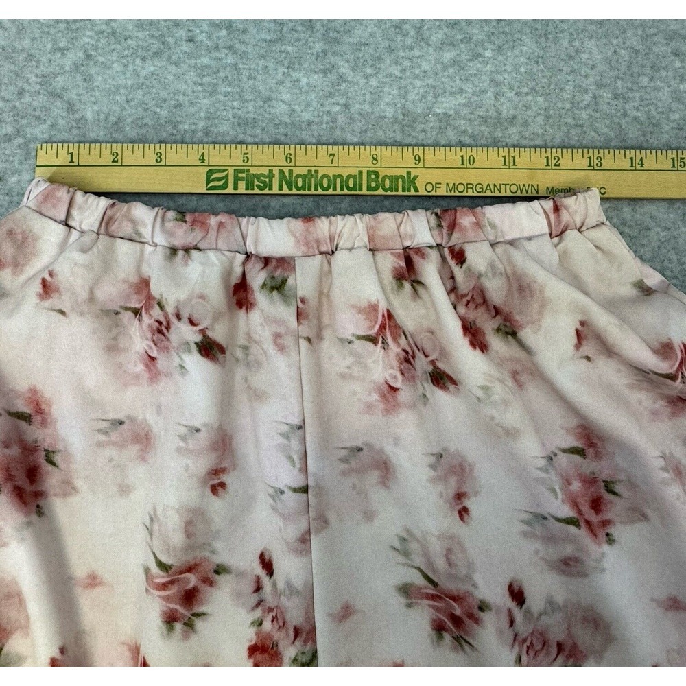 Pink Floral Skirt Womens Small Feminine Flowing Sheer Layer Over Satin Like Slip - Picture 6 of 10